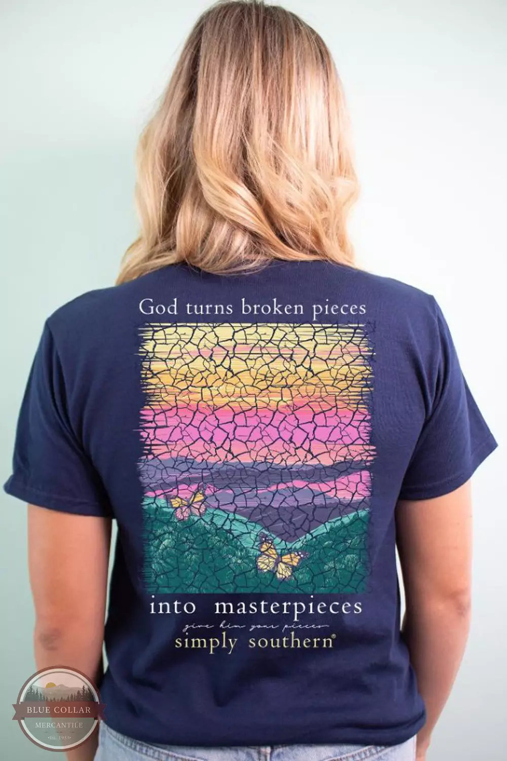 SS-PIECES-NAVY God Turns Broken Pieces into Masterpieces T-Shirt Basic T-Shirt Crew Neck Short Sleeve SS-PIECES-NAVY God Turns Broken Pieces into Masterpieces T-Shirt Basic T-Shirt Crew Neck Short Sleeve