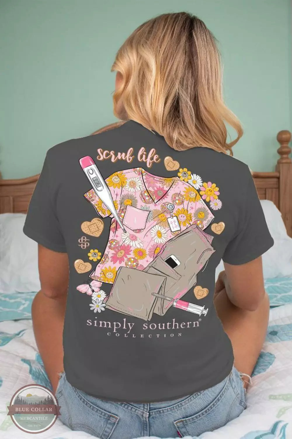 SS-SCRUBLIFE-GRAPHITEHTHR Scrub Life Short Sleeve T-Shirt Embroidered Appliqued Beaded SS-SCRUBLIFE-GRAPHITEHTHR Scrub Life Short Sleeve T-Shirt Embroidered Appliqued Beaded