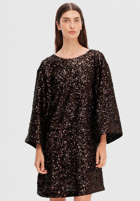 Selected Femme Mallie Sequin Smock Mini Dress, Java Cozy A-Line Mini Dress