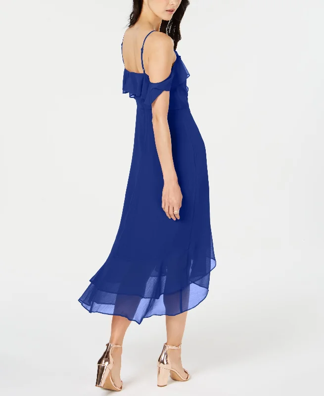 INC Solid Cold-Shoulder Midi Dress Stylish Satin Midi Dress