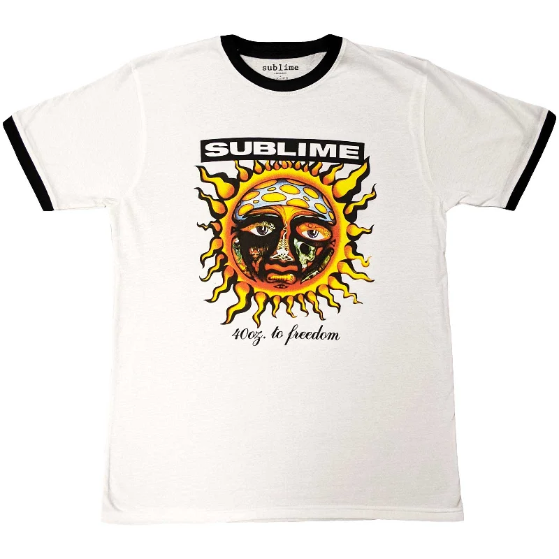 Sublime | Official Band Ringer T-Shirt | 40oz. To Freedom Rayon Fabric Velvet Fabric Corduroy Fabric