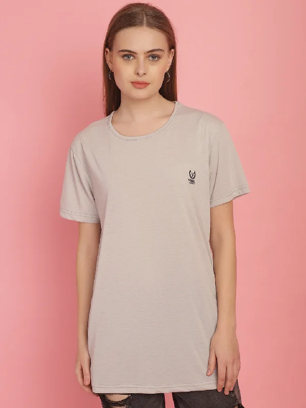 Vimal Jonney Round Neck Cotton Solid Light Grey T-Shirt for Women Lace Blend Ribbed Blend Corduroy Blend Vimal Jonney Round Neck Cotton Solid Light Grey T-Shirt for Women Lace Blend Ribbed Blend Corduroy Blend