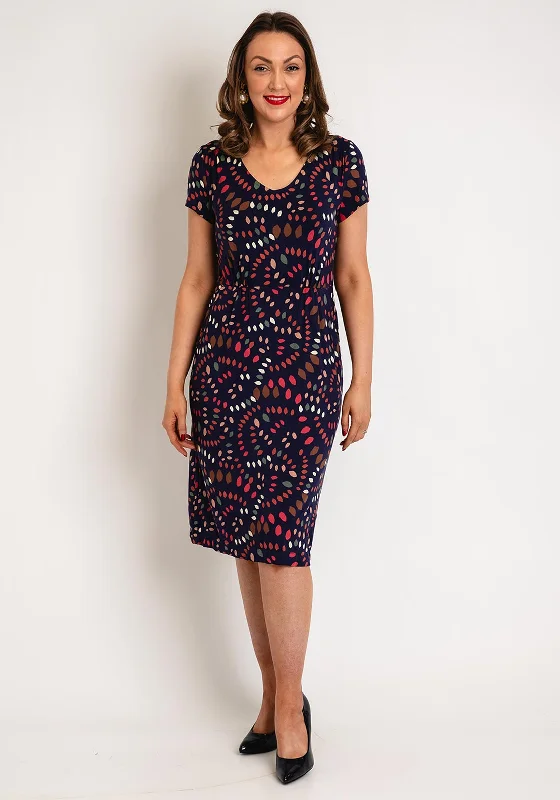 White Stuff Tallie Eco Vero Jersey Print Midi Dress, Navy Stylish Color Block Midi Dress