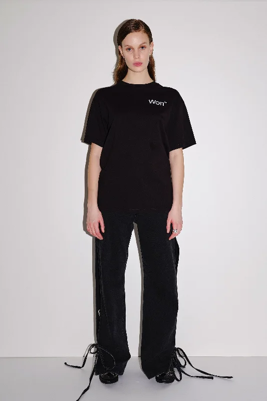 The Staff Tee W - Black Print Jacquard Patchwork