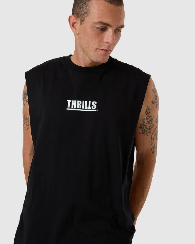 Thrills - Logic Merch Fit Muscle Tee in Black Welt Pockets Slit Pockets Flap Pockets