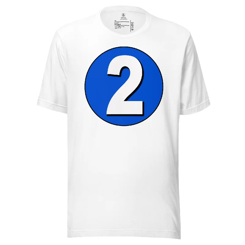 Unisex t-shirt: White on Periwinkle 2 Anti-Shrink Durable Soft