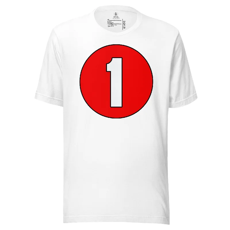 Unisex t-shirt: White on Red 1 Striped Floral Plaid