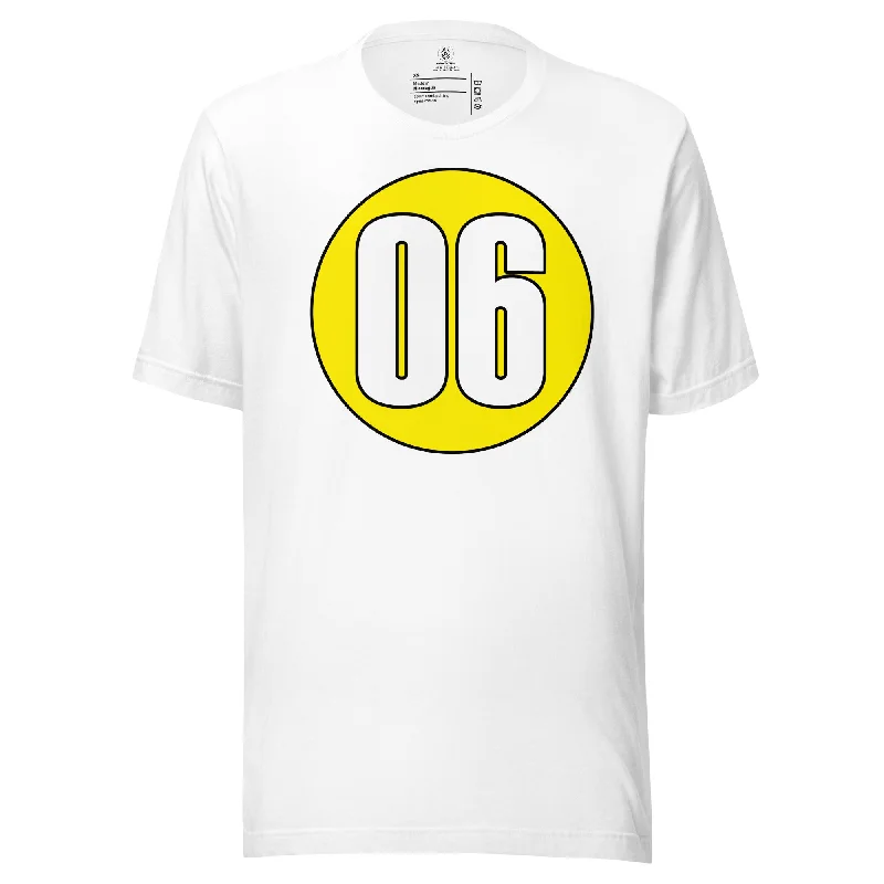 Unisex t-shirt: White on Yellow 06 Solid Color Striped Floral