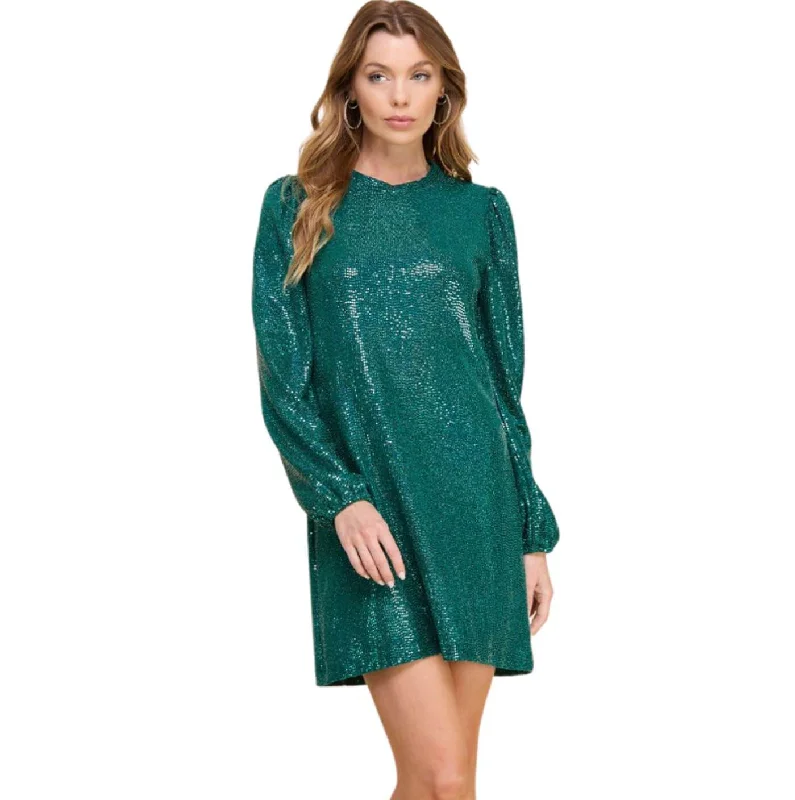 Glam Puff Sleeve Mini Dress Made in USA Cozy Ruched Mini Dress