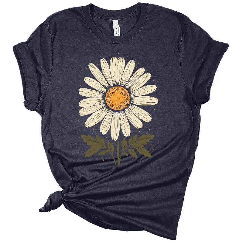 Vintage Daisy T-Shirt Boho Distressed Wildflowers Girls Graphic Tee Elegant Classic Vintage