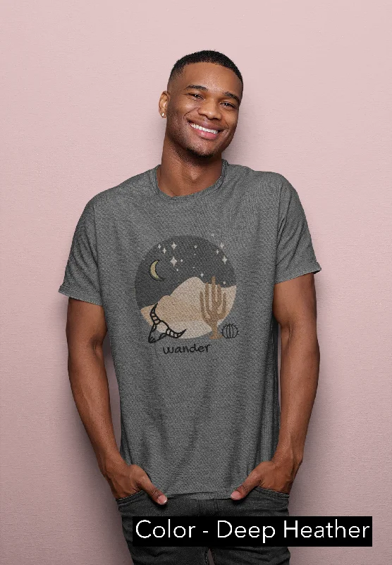 Wander Desert Night Cactus T-shirt -  Travel Lover Tee Polka Dot Checkered Tartan