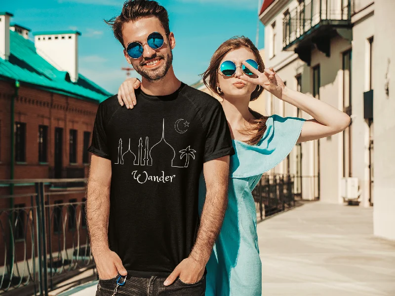 Wander Morocco Skyline T-shirt  - Travel Lover Tee Chenille Brocade Lace