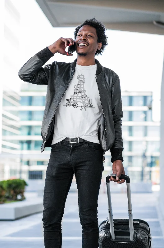 Wander Paris T-shirt  - Travel Lover Tee Zippered Buttoned Snapped