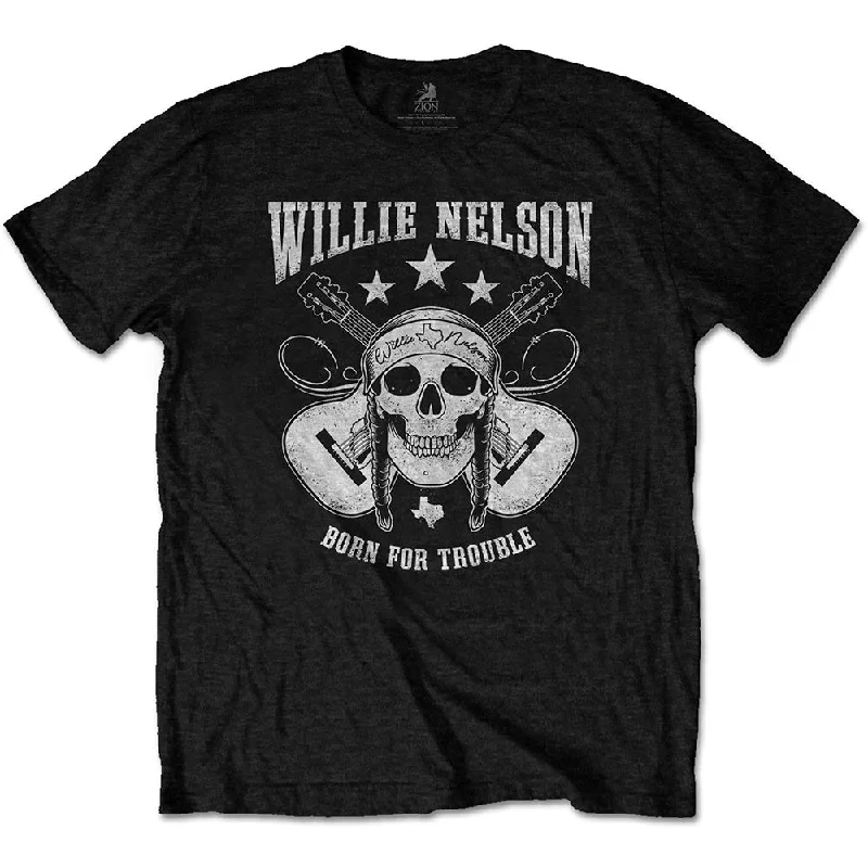 Willie Nelson | Official Band T-Shirt | Skull Basic T-Shirt Crew Neck Short Sleeve