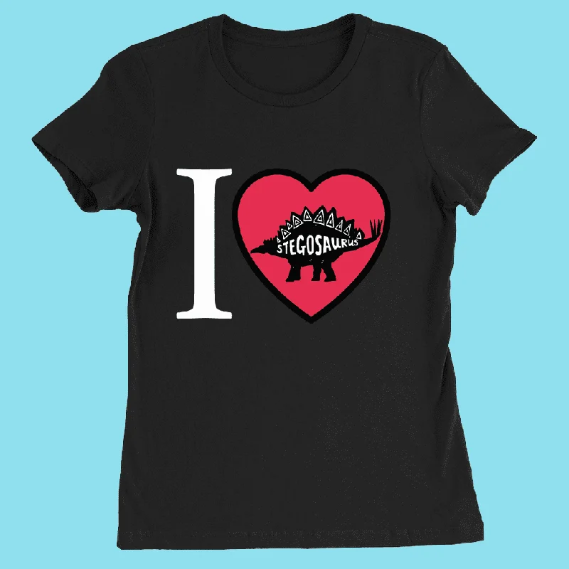 Women I Love Stegosaurus T-Shirt Graphic Embroidered Appliqued