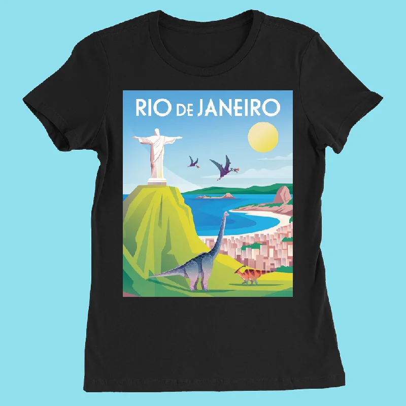 Women Rio de Janeiro T-Shirt Solid Print Embellished
