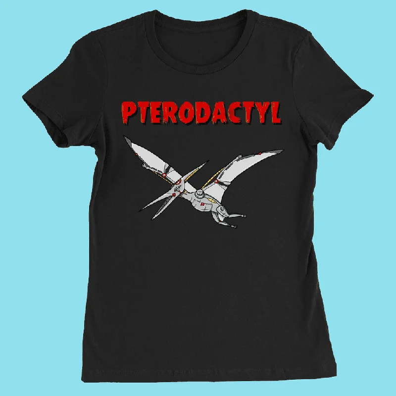 Women Robot Pterodactyl T-Shirt Hooded Caped Shawl Collar