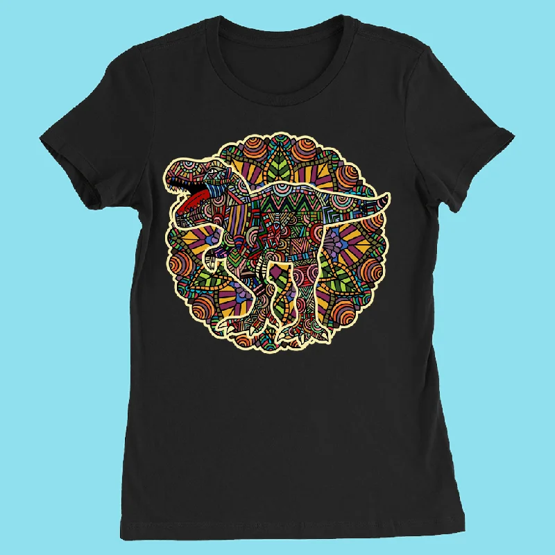 Women T-Rex Mandala T-Shirt Satin Fabric Silk Fabric Chiffon Fabric