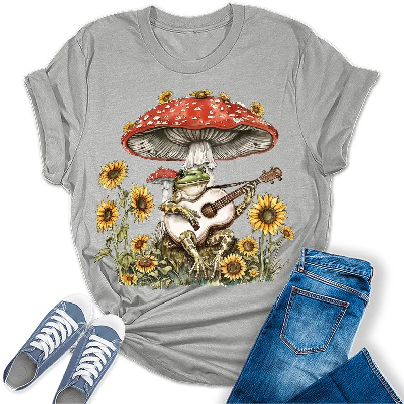 Women's Cottagecore Mushroom Frog Guitar Graphic Tees Jersey Fabric Tulle Fabric Batik Fabric