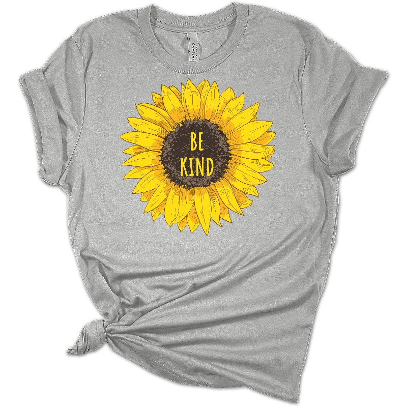 Women's Graphic Shirt Be Kind Sunflower Bella Short Sleeve Summer T-Shirt Fashionable Trendy Casual