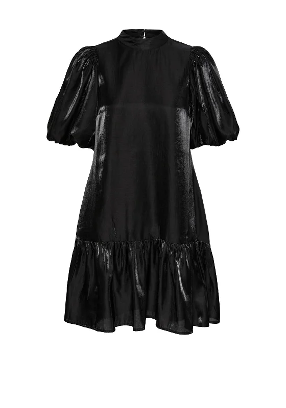 Y.A.S Magnusa Volume Sleeve Tiered Mini Dress, Black Trendy Camisole Mini Dress