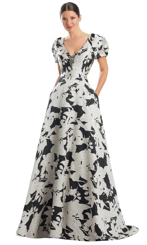 Alexander by Daymor 1987S24 - Short Puff Sleeve V-Neck Prom Gown