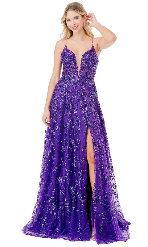 Aspeed Design L2878R - Plunging V-Neck Sequin Prom Dress