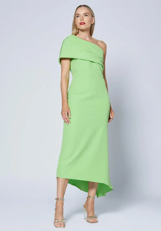 Caroline Kilkenny Vickie Drape Shoulder Maxi Dress, Green Classic A-Line Maxi Dress