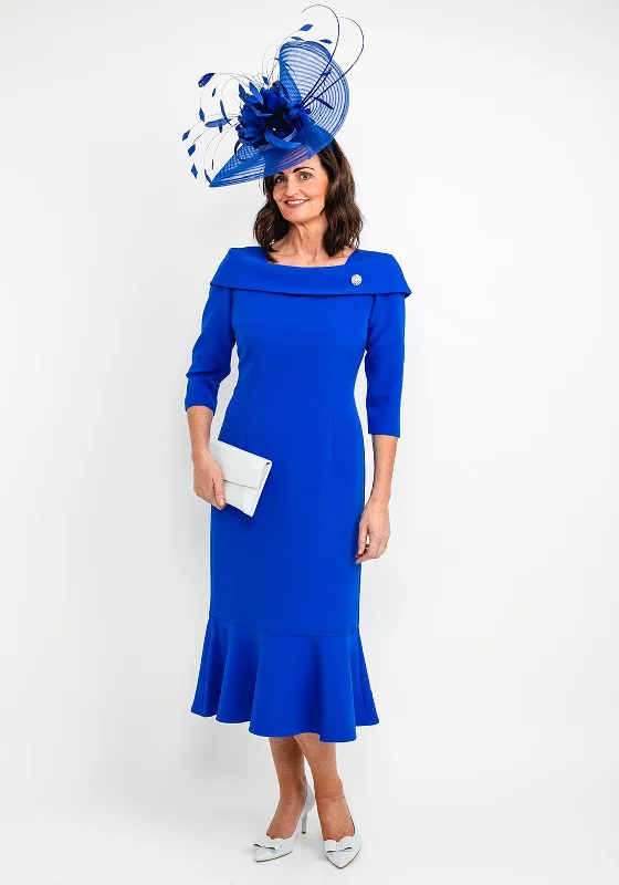 Cassandra Fishtail Maxi Dress, Royal Blue Elegant Lace-Up Maxi Dress