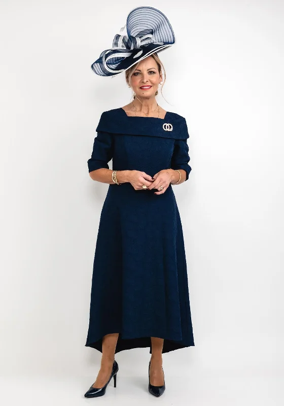 Cassandra Martha Jacquard Maxi Dress, Navy Comfortable Plunging Neckline Maxi Dress