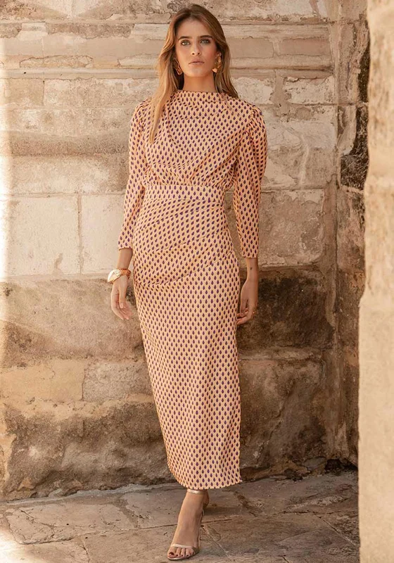 Cayro Nice Printed Maxi Dress, Orange Multi Cozy Spaghetti Strap Maxi Dress