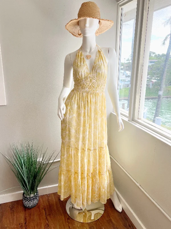 Chiffon Halter Maxi Dress (2 colors) (FINAL SALE) Trendy Floral Print Maxi Dress