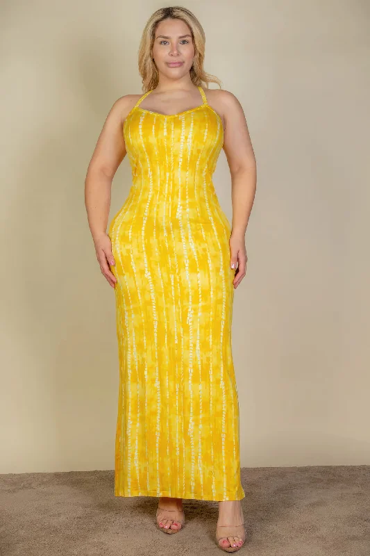 Plus Size Casual Yellow Bodycon Maxi Dress Comfortable T-Shirt Maxi Dress