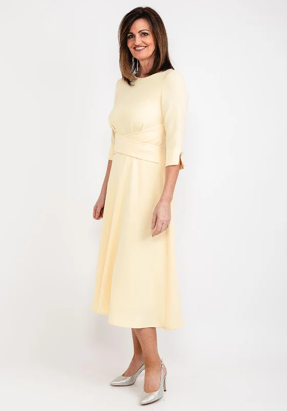 Claudia C Klee A-Line Maxi Dress, Lemon Elegant Maxi Dress with Lace