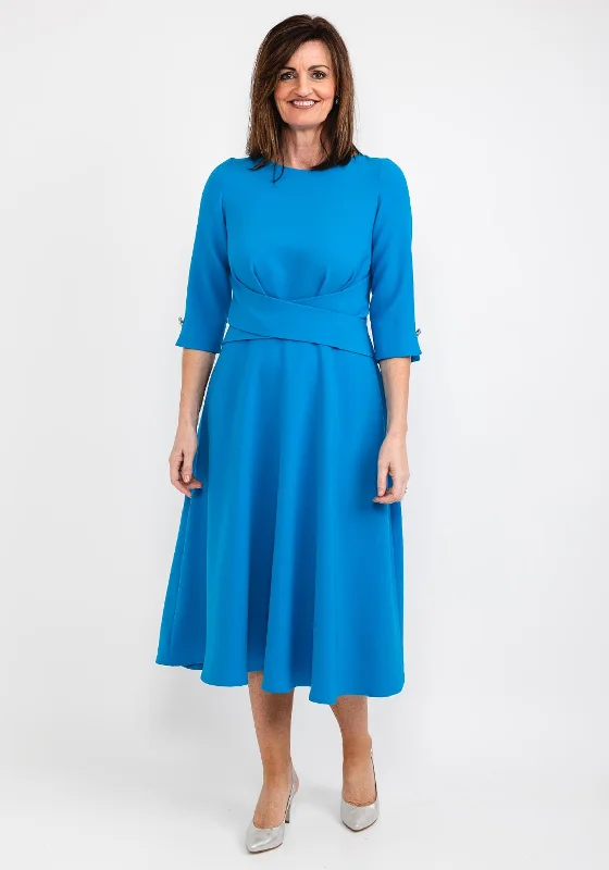 Claudia C Klee A-Line Maxi Dress, Blue Trendy Ruffled Maxi Dress