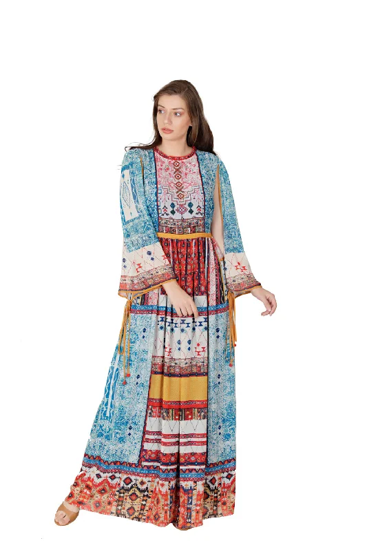 Long Cut Sleeve Maxi Dress Elegant Maxi Dress with Drapes