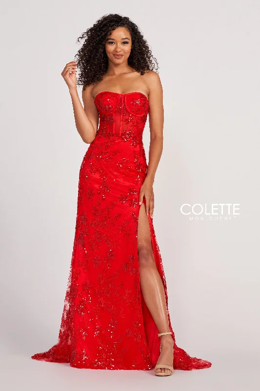 Colette CL2068 Beaded Long Formal Fitted Prom Dress