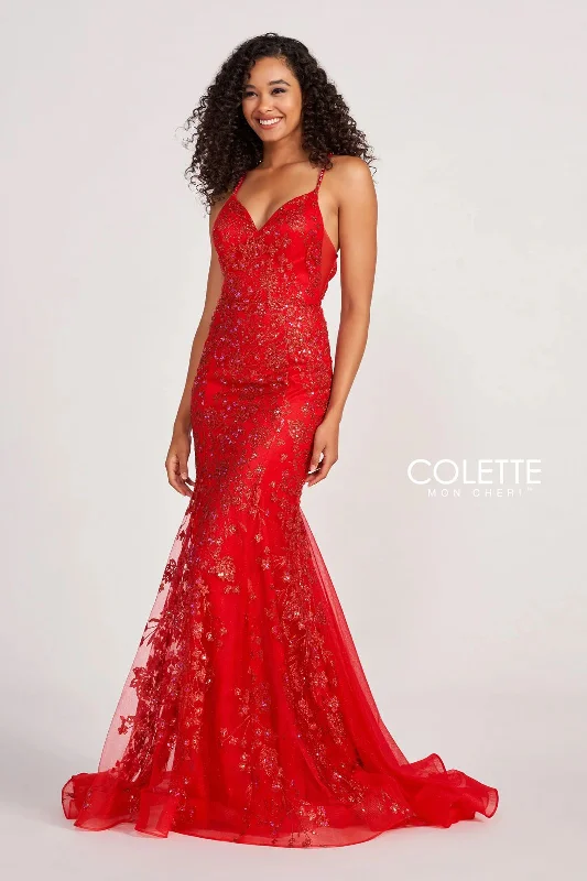 Colette CL2076 Fitted Long Prom Beaded Formal Dress