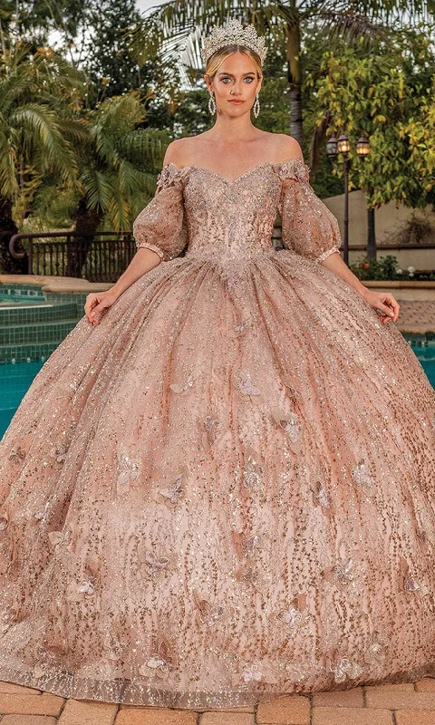 Dancing Queen 1877 - Butterfly Appliques Corset Back Ballgown