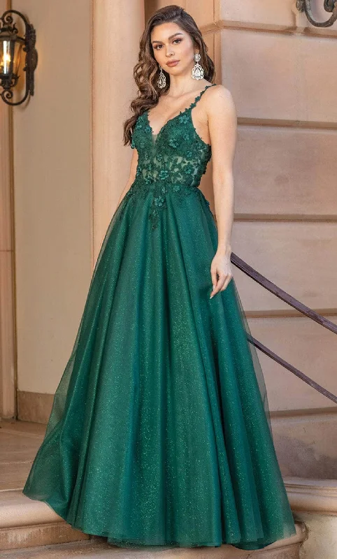 Dancing Queen 4328 - V-Neck Embroidered Prom Gown
