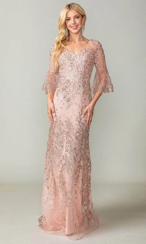 Dancing Queen 4361 - Bell Sleeve Embroidered Prom Dress