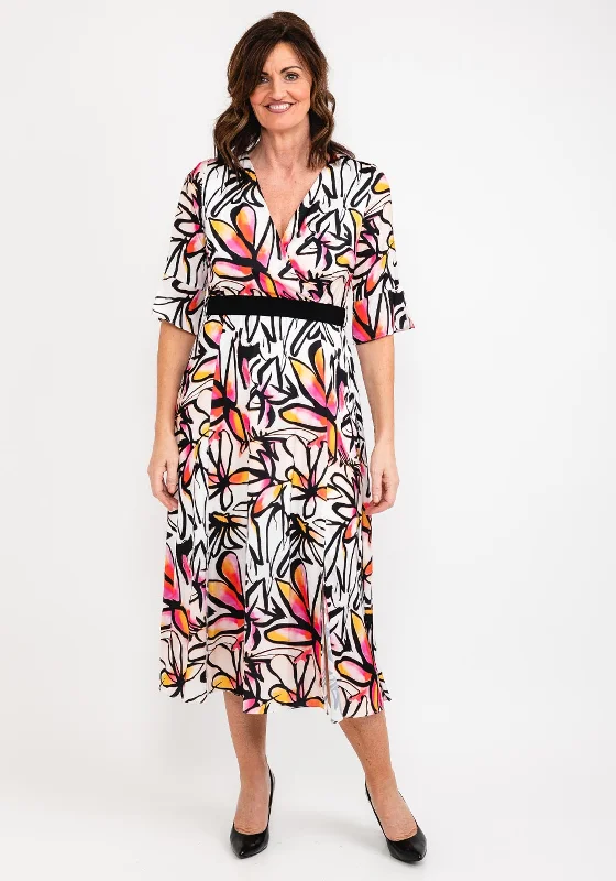 Ella Boo Floral Outline Print Maxi Dress, Multi Elegant Lace-Up Maxi Dress