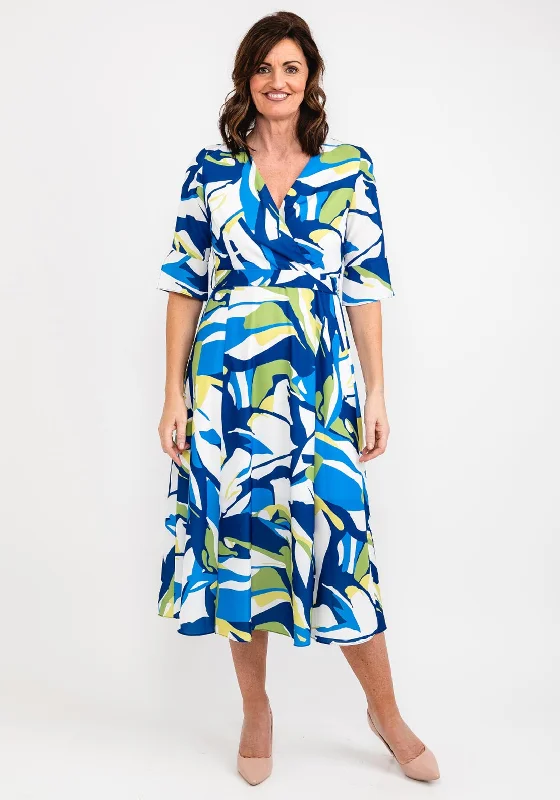 Ella Boo Bold Colour Print Maxi Dress, Blue Multi Fashionable Chiffon Tiered Maxi Dress