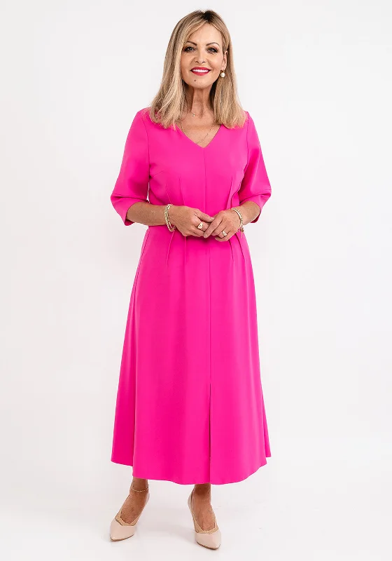 Ella Boo Seamed Ruching Maxi Dress, Pink Fashionable Printed Maxi Dress