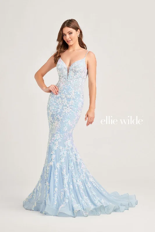 Ellie Wilde EW35048 Long Mermaid Formal Beaded Prom Dress