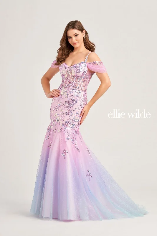 Ellie Wilde EW35056 Long Beaded Mermaid Prom Dress