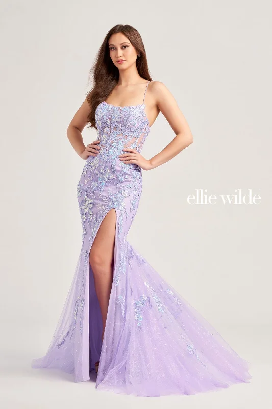 Ellie Wilde EW35057 Long Formal Beaded Applique Prom Gown