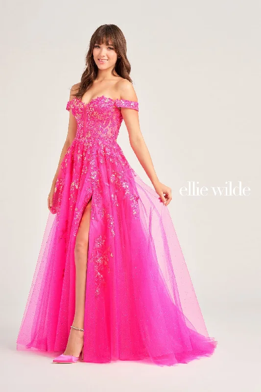 Ellie Wilde EW35058 Long Beaded Ball Gown Prom Dress
