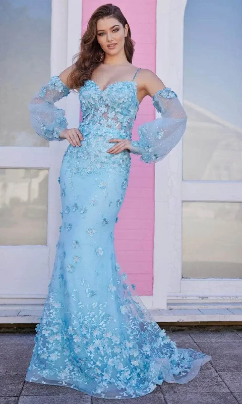 Ellie Wilde EW35107 - Three-Dimensional Flowers Corset Prom Gown