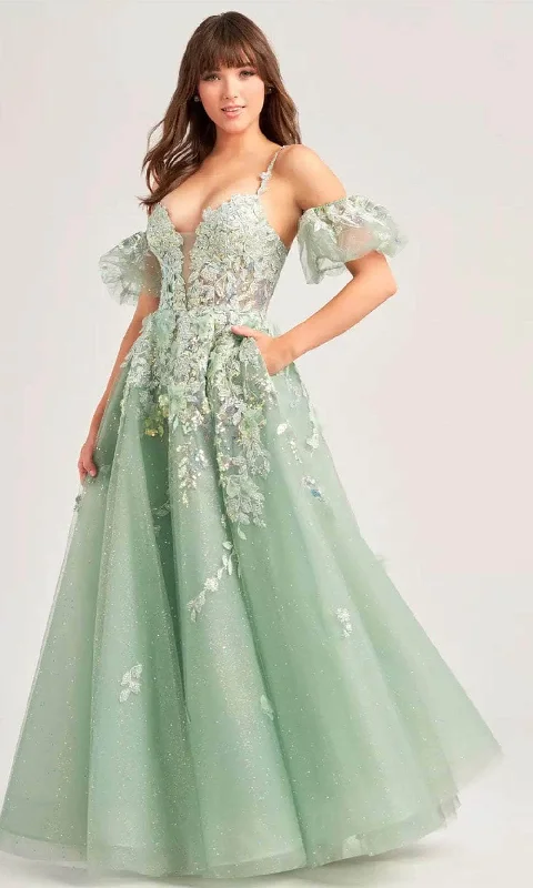 Ellie Wilde EW35205 - Lace Applique Embellished Corset Bodice Prom Gown